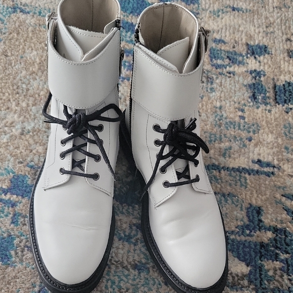 ALL SAINTS WHITE LEATHER ANKLE BOOTS SIZE 6 - Picture 9 of 10